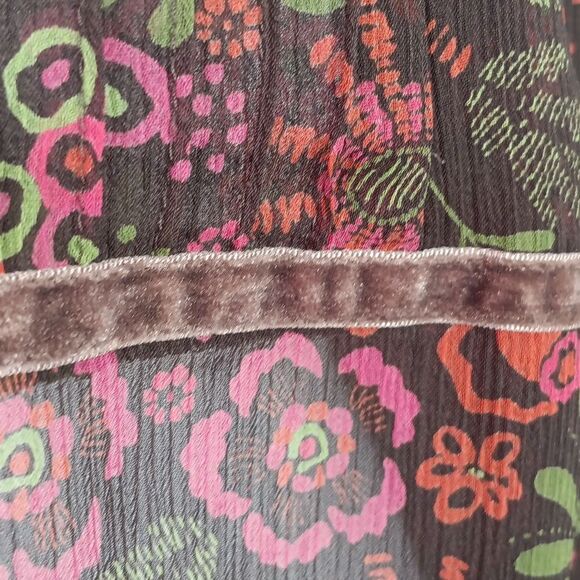 Apt 9 sheer floral long-sleeve velvet trim boho top sz L - Picture 7 of 13